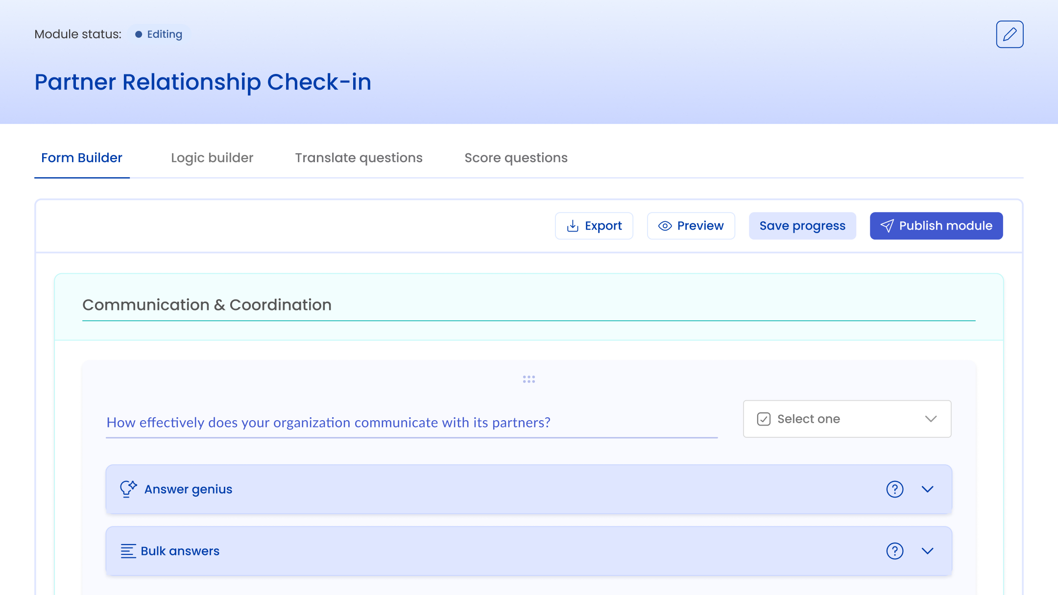 KAPorg assessment builder